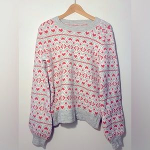 Loft Medium Crew Cut Sweater, Pink Grey White